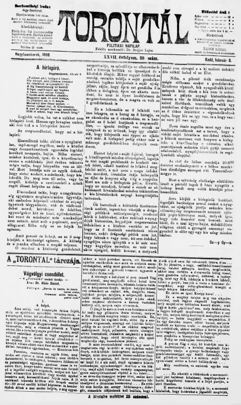 Torontál, 27. évf. 1898. február 8. 30. sz.