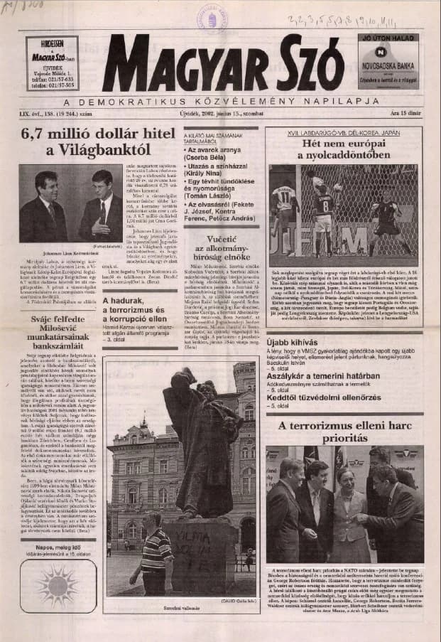 Magyar Szó, 59. évf. 2002. június 15. 138. sz. 1–16. oldal