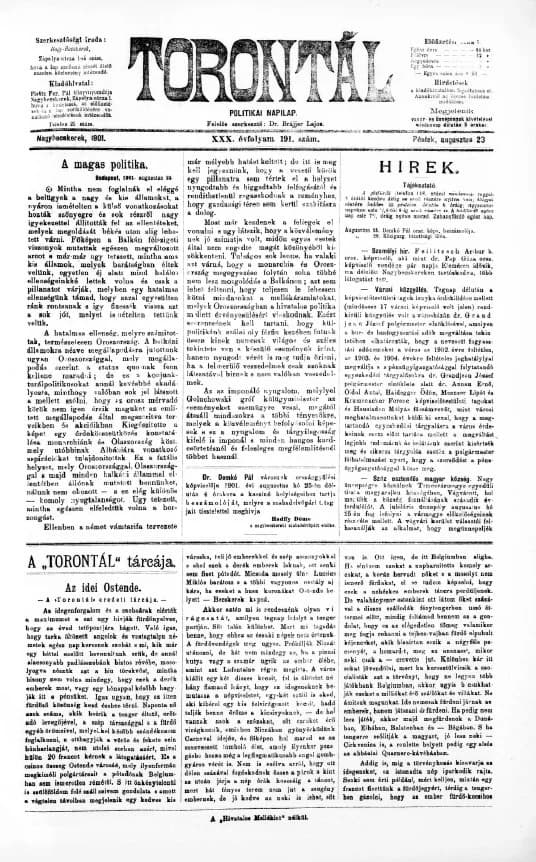 Torontál, 30. évf. 1901. augusztus 23. 191. sz.