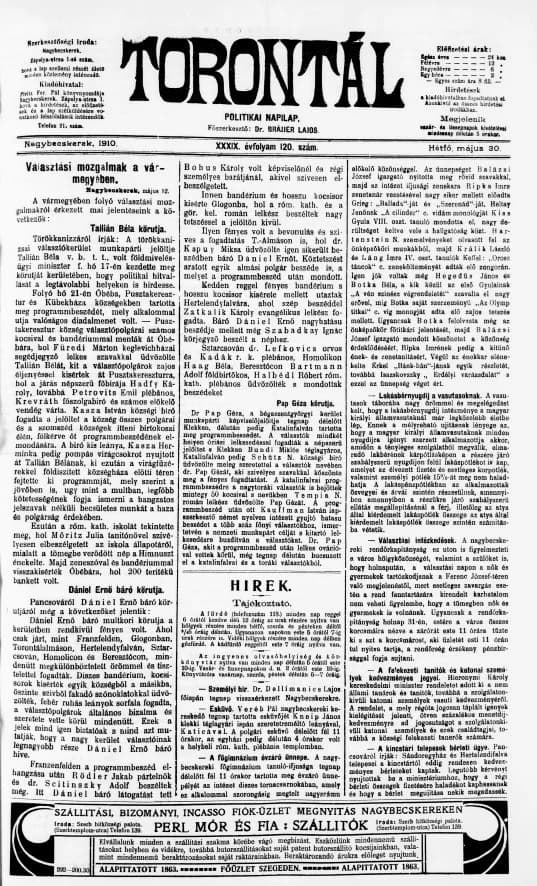 Torontál, 39. évf. 1910. május 30. 120. sz.