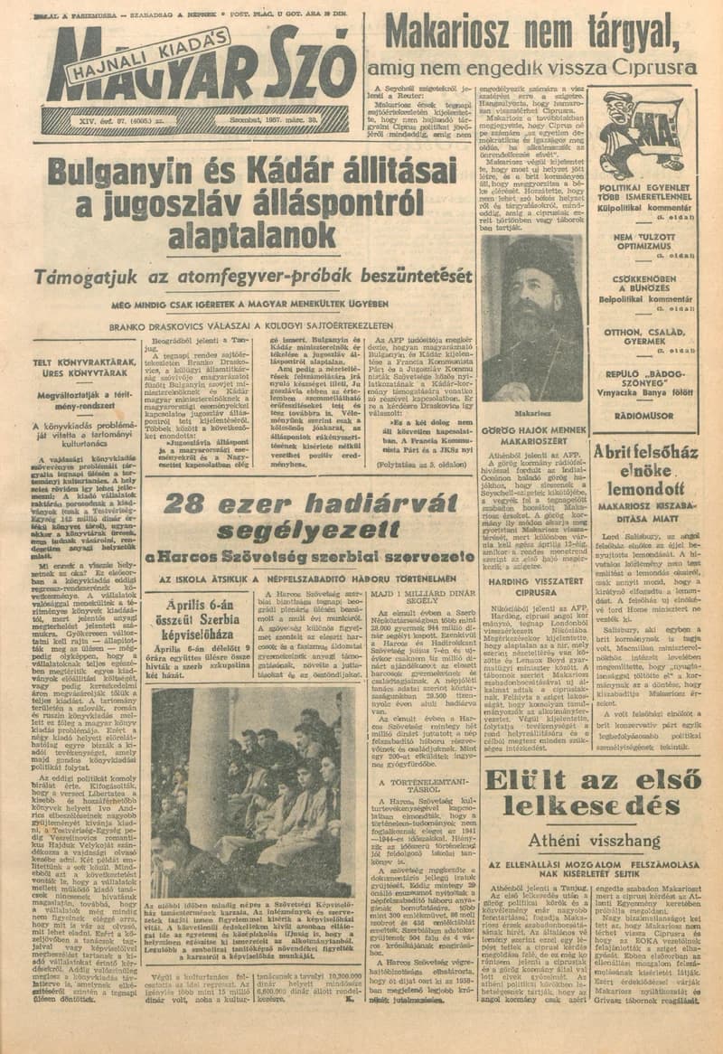 Magyar Szó, 14. évf. 1957. március 30. 87. sz. 1–16. oldal