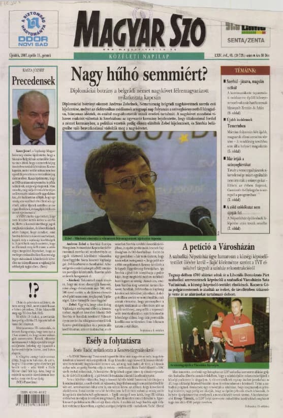 Magyar Szó, 64. évf. 2007. április 13. 85. sz. 1–20. oldal