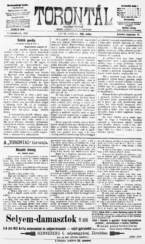 Torontál, 27. évf. 1898. augusztus 27. 194. sz.