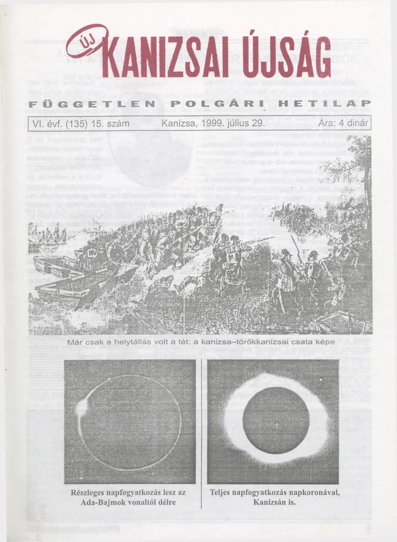 Új Kanizsai Újság, 6. évf. 1999. július 29. 15. sz.