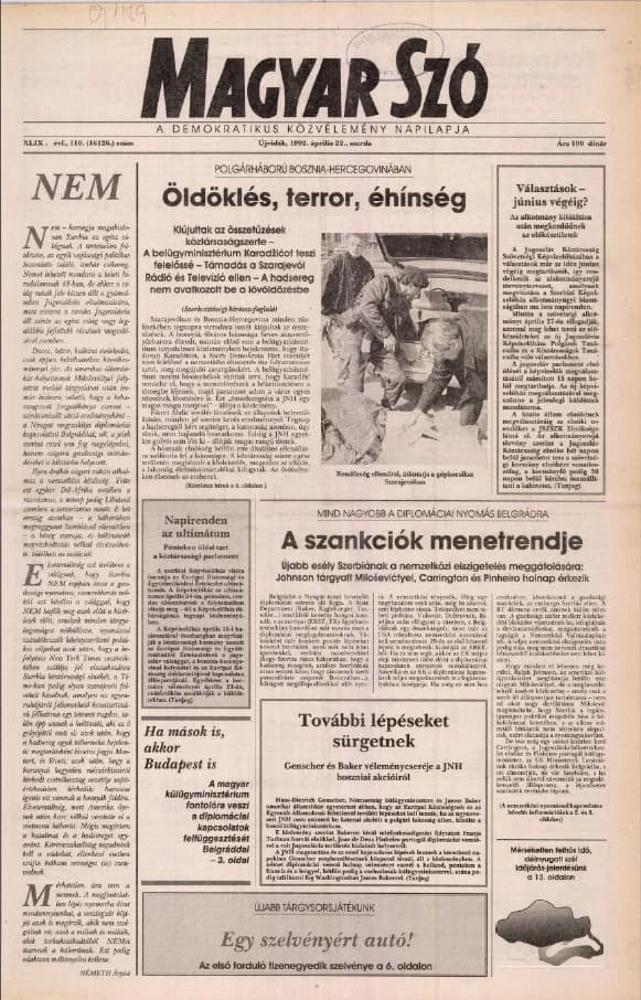 Magyar Szó, 49. évf. 1992. április 22. 110. sz. 1–16. oldal