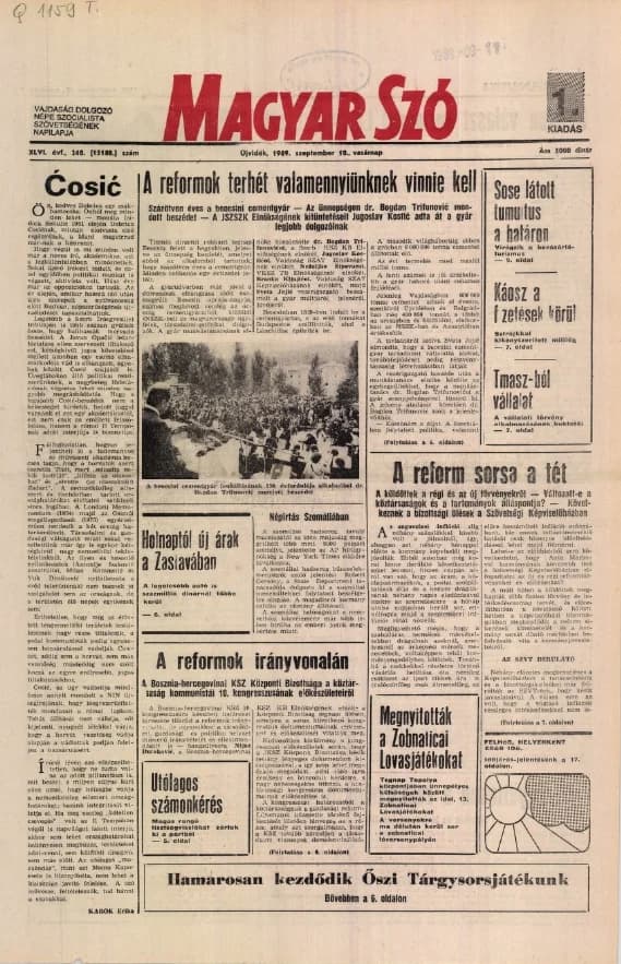 Magyar Szó, 46. évf. 1989. szeptember 10. 248. sz. 1–28. oldal