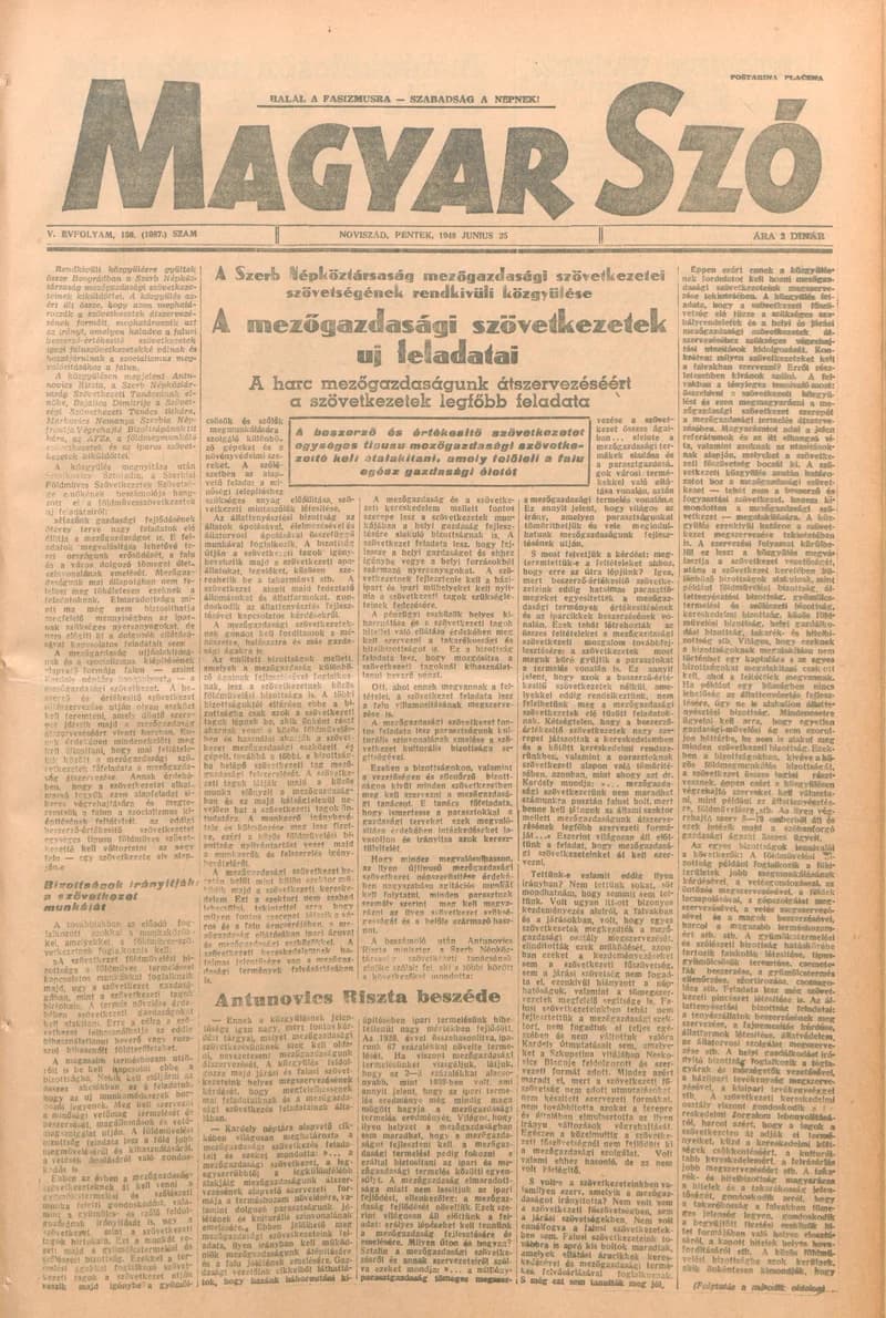 Magyar Szó, 5. évf. 1948. június 25. 150. sz. 1–4. oldal