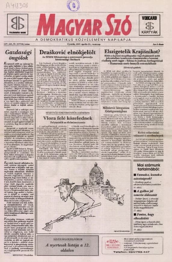 Magyar Szó, 54. évf. 1997. április 20. 93. sz. 1–24. oldal