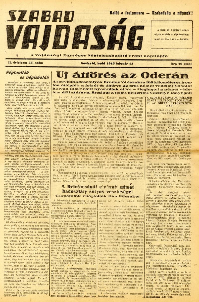 Szabad Vajdaság, 2. évf. 1945. február 13. 35. sz.