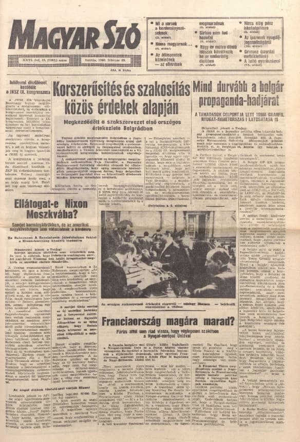 Magyar Szó, 26. évf. 1969. február 19. 48. sz. 1–16. oldal