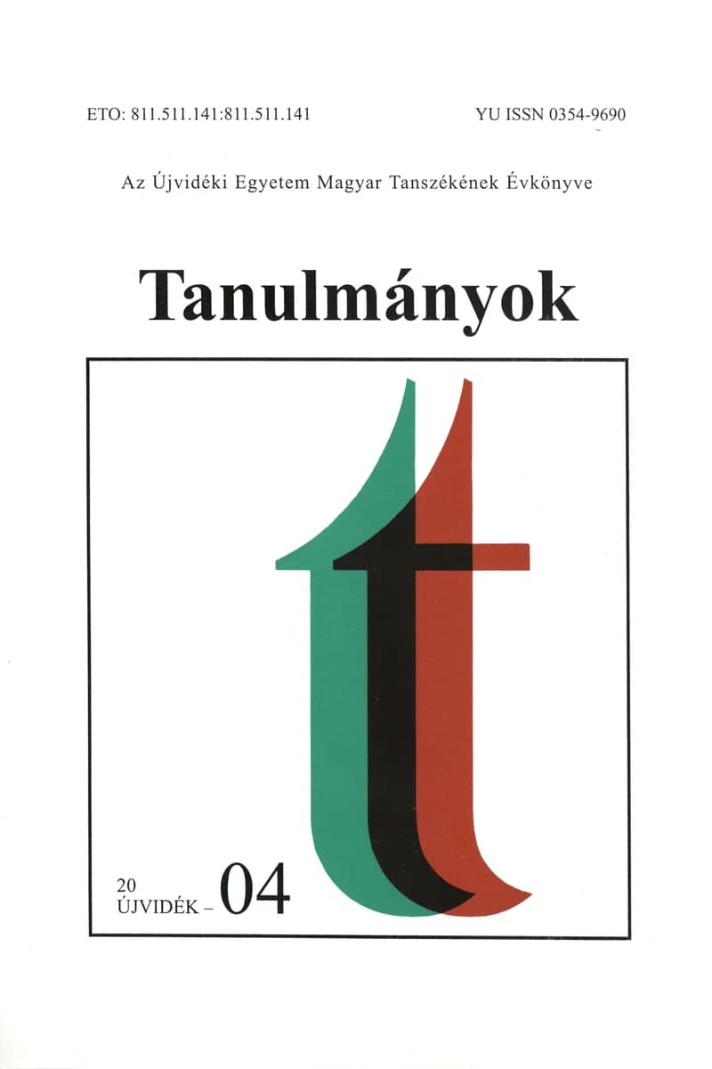 Tanulmányok, 34. évf. 2004. 37. sz. 1–177. oldal