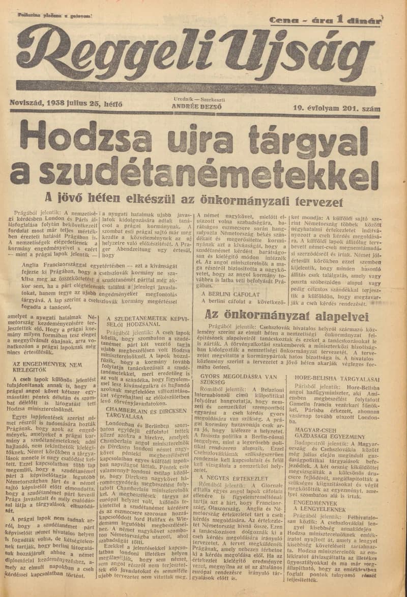 Reggeli Újság, 19. évf. 1938. július 25. 201. sz.
