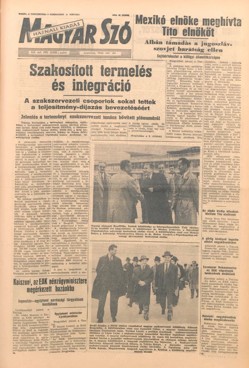 Magyar Szó, 19. évf. 1962. október 20. 290. sz. 1–12. oldal