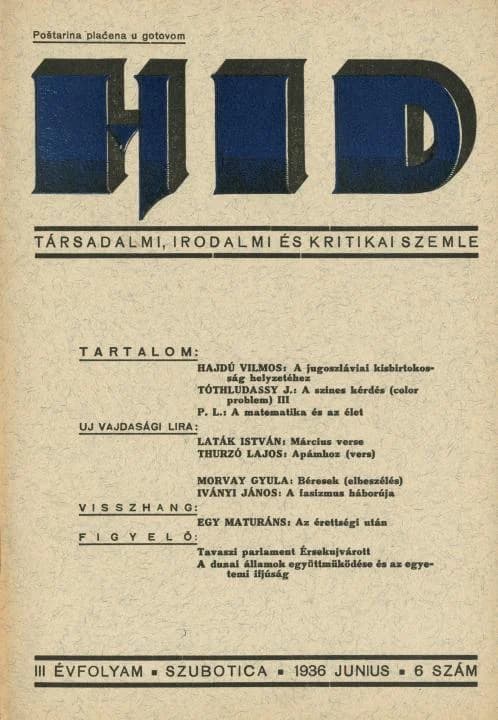 Híd, 3. évf. 1936. június. 6. sz. 1–24. oldal