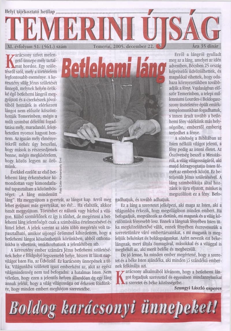 Temerini Újság, 11. évf. 2005. december 22. 51. sz.