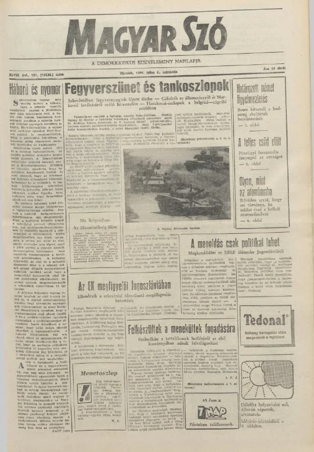 Magyar Szó, 48. évf. 1991. július 4. 181. sz. 1–16. oldal