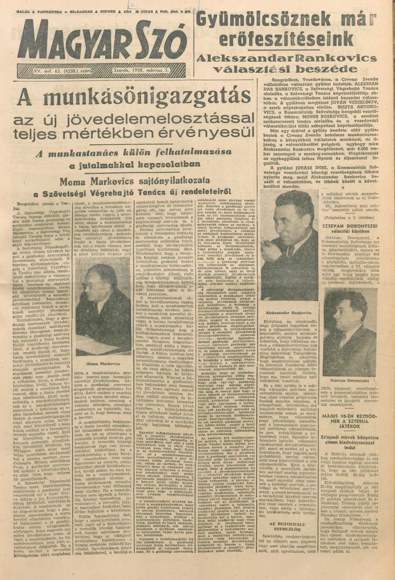 Magyar Szó, 15. évf. 1958. március 5. 62. sz. 1–10. oldal