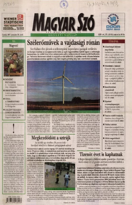 Magyar Szó, 64. évf. 2007. november 20. 272. sz. 1–20. oldal