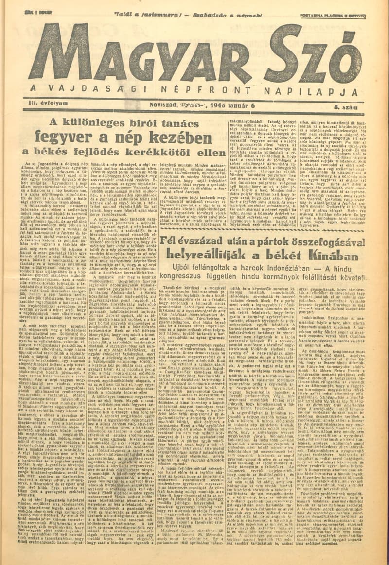 Magyar Szó, 3. évf. 1946. január 6. 5. sz. 1–8. oldal