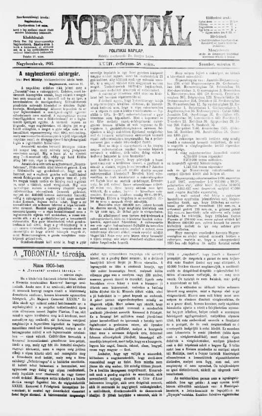 Torontál, 34. évf. 1905. március 11. 58. sz.