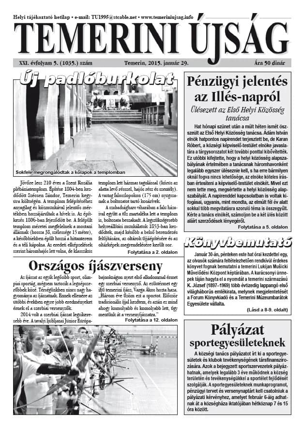 Temerini Újság, 21. évf. 2015. január 29. 5. sz.