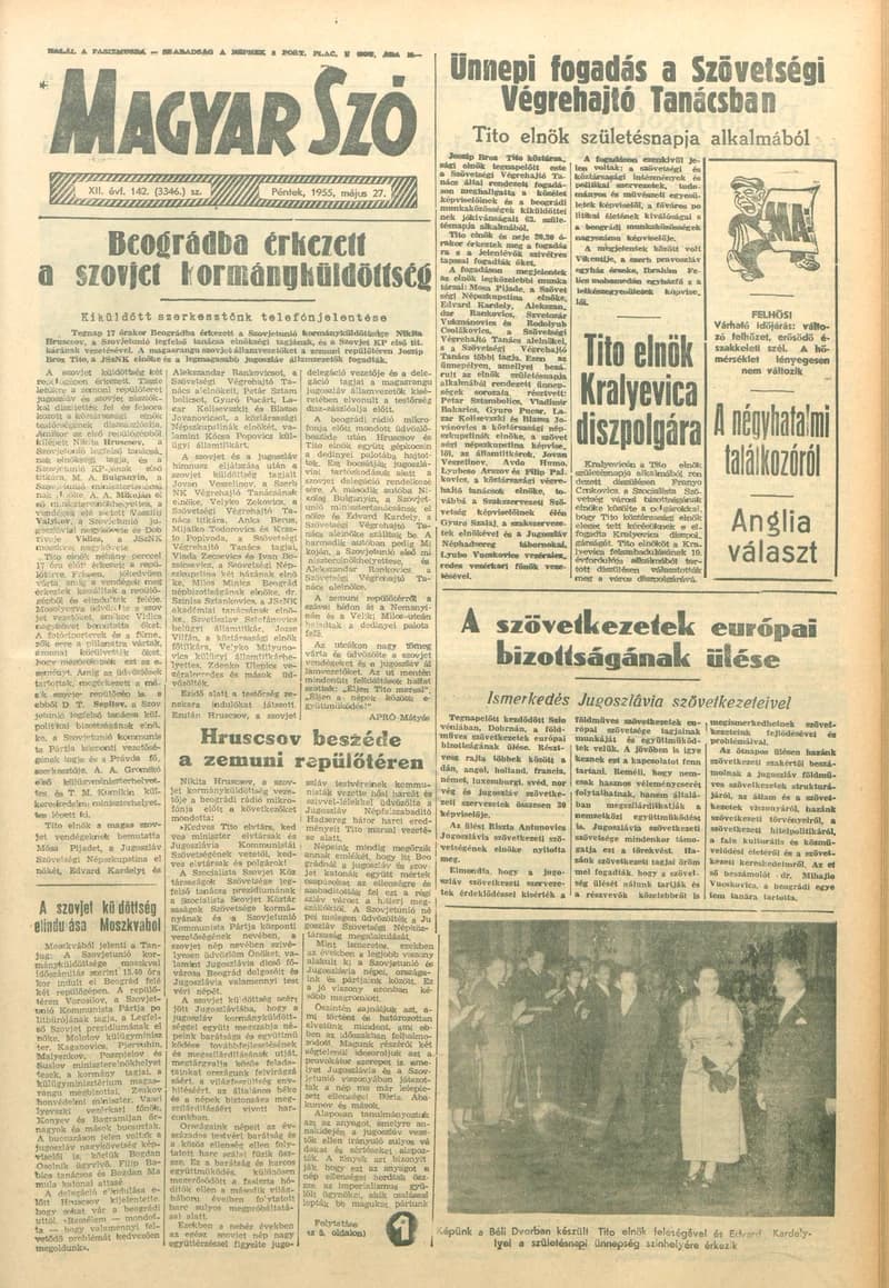 Magyar Szó, 12. évf. 1955. május 27. 142. sz. 1–8. oldal