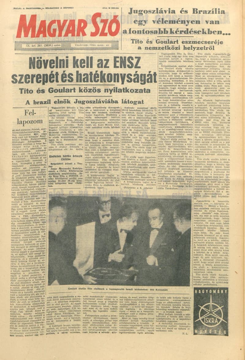 Magyar Szó, 20. évf. 1963. szeptember 22. 261. sz. 1–24. oldal