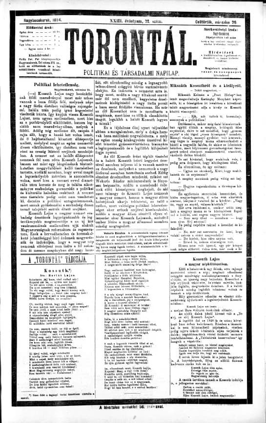 Torontál, 23. évf. 1894. március 29. 72. sz.