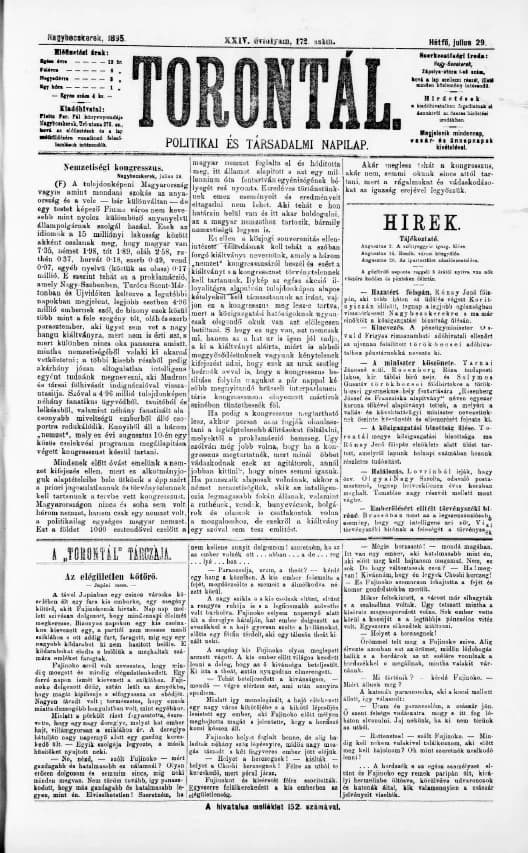 Torontál, 24. évf. 1895. július 29. 172. sz.
