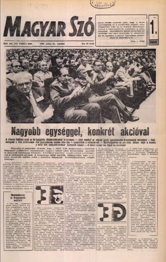 Magyar Szó, 43. évf. 1986. június 28. 175. sz. 1–24. oldal