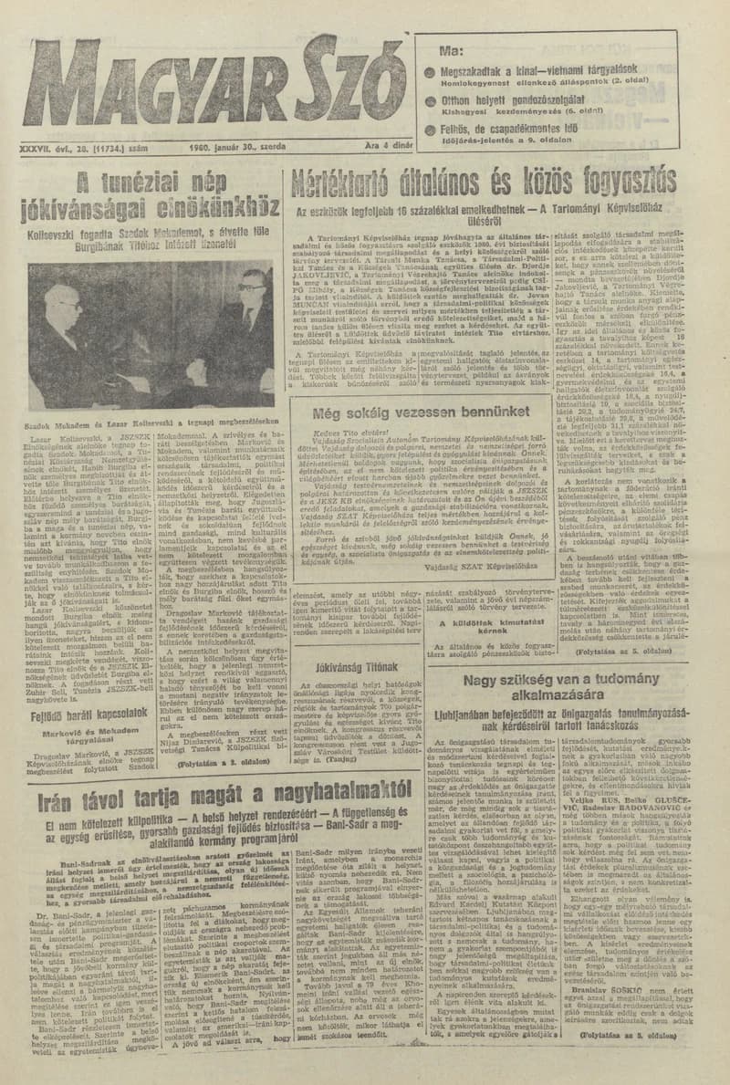 Magyar Szó, 37. évf. 1980. január 30. 28. sz. 1–20. oldal