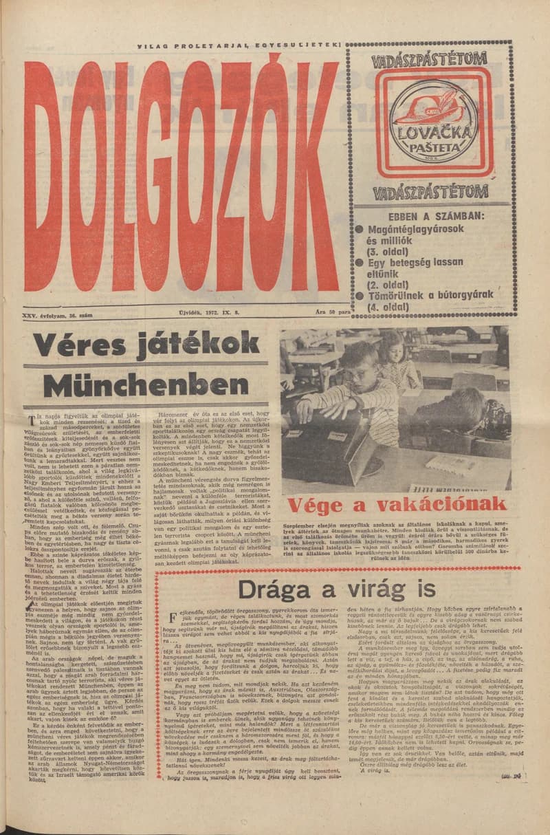 Dolgozók, 26. évf. 1972. szeptember 8. 36. sz.