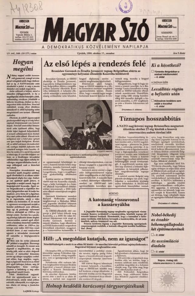 Magyar Szó, 55. évf. 1998. október 17. 248. sz. 1–16. oldal