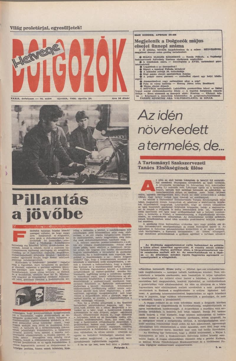 Dolgozók, 40. évf. 1986. április 24. 16. sz.