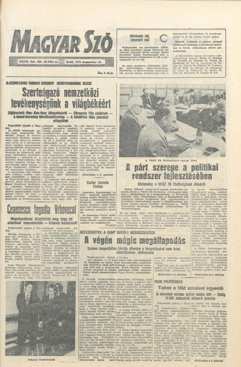 Magyar Szó, 35. évf. 1978. szeptember 19. 258. sz. 1–20. oldal