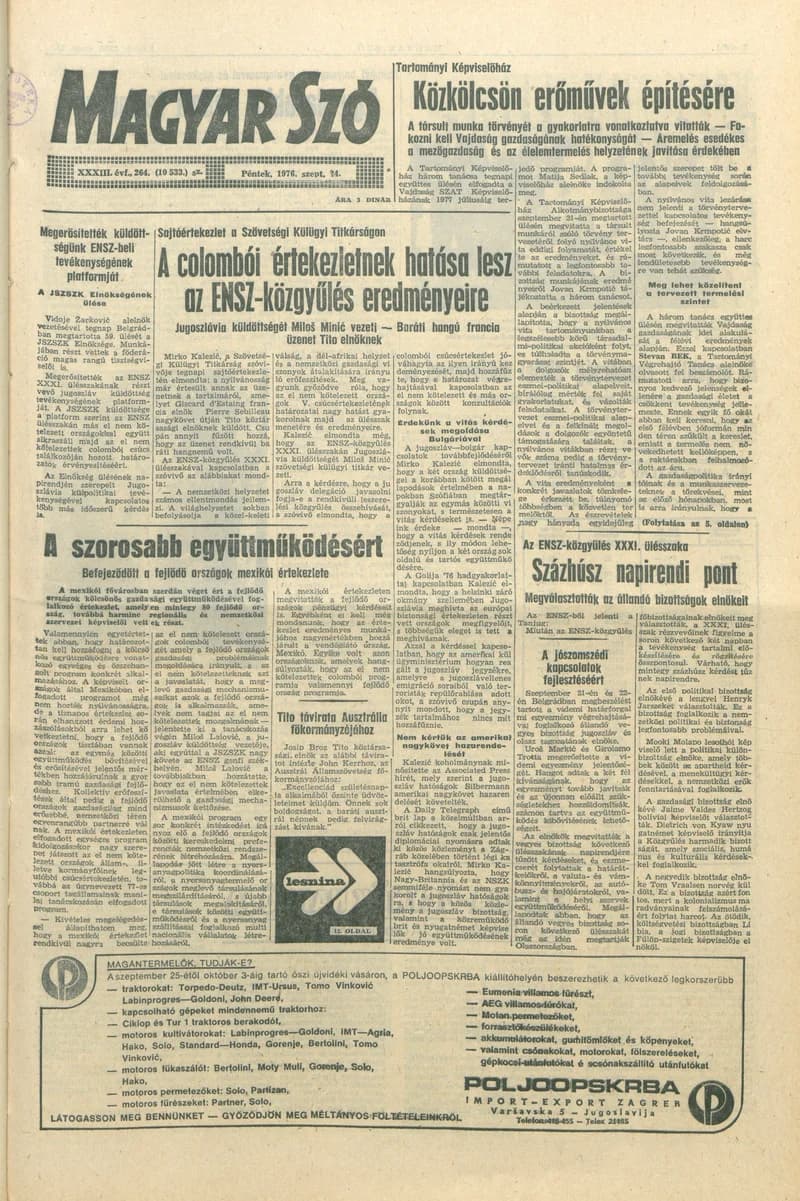 Magyar Szó, 33. évf. 1976. szeptember 24. 264. sz. 1–16. oldal