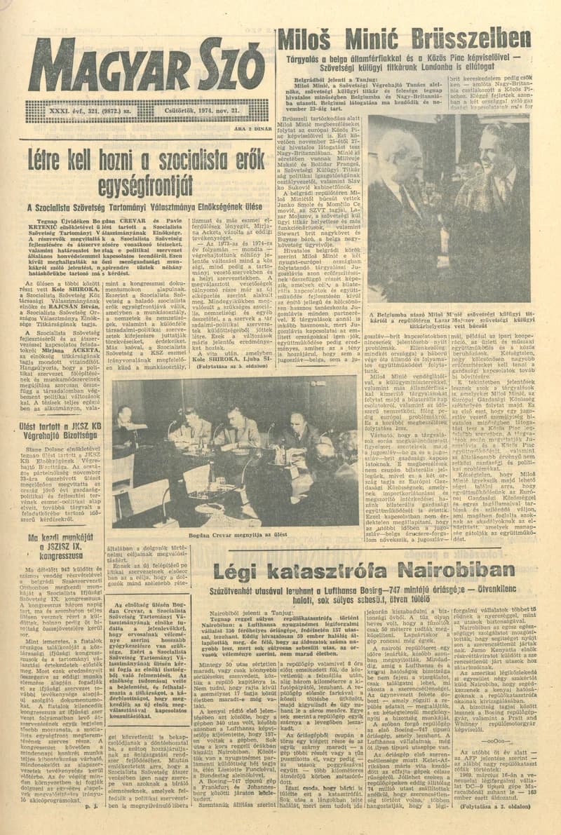 Magyar Szó, 31. évf. 1974. november 21. 321. sz. 1–16. oldal
