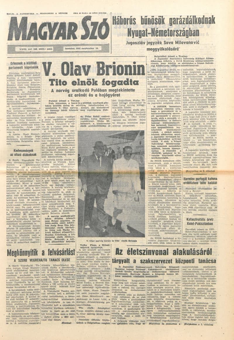 Magyar Szó, 23. évf. 1966. szeptember 10. 248. sz.
