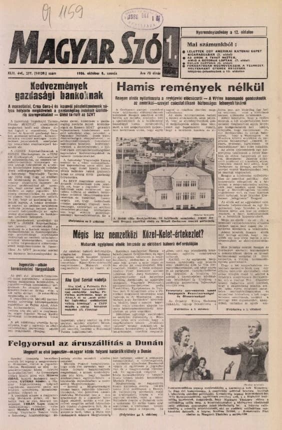 Magyar Szó, 43. évf. 1986. október 8. 277. sz. 1–16. oldal