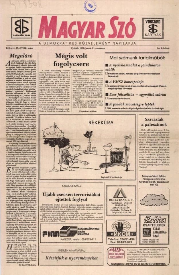 Magyar Szó, 53. évf. 1996. január 21. 17. sz. 1–24. oldal