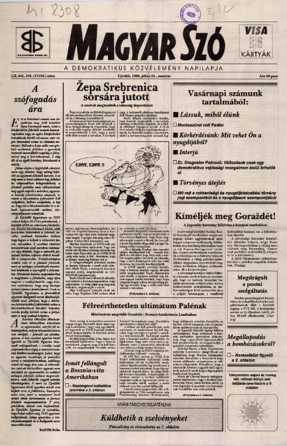 Magyar Szó, 52. évf. 1995. július 22. 168. sz. 1–16. oldal