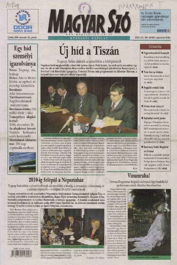 Magyar Szó, 63. évf. 2006. december 22. 299. sz. 1–20. oldal