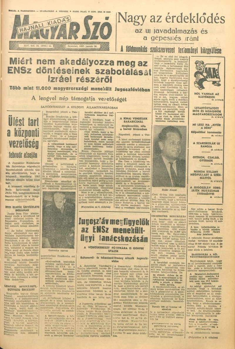 Magyar Szó, 14. évf. 1957. január 26. 24. sz. 1–14. oldal