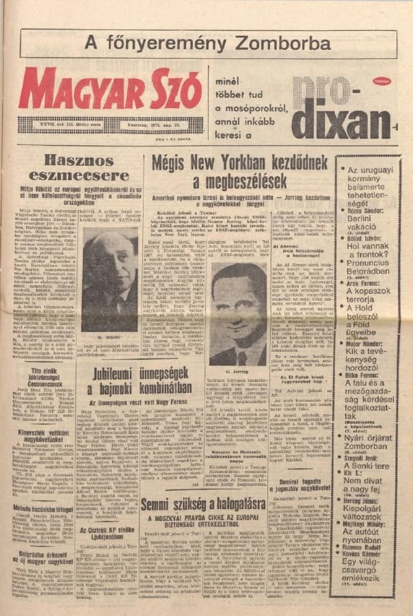 Magyar Szó, 27. évf. 1970. augusztus 23. 231. sz. 1–28. oldal