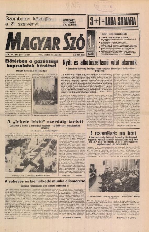 Magyar Szó, 44. évf. 1987. október 22. 291. sz. 1–16. oldal