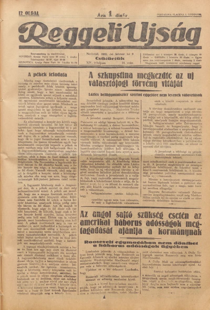 Reggeli Újság, 14. évf. 1933. február 9. 34. sz.
