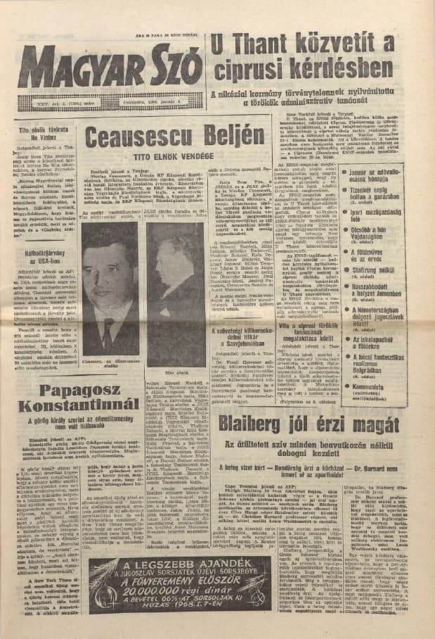 Magyar Szó, 25. évf. 1968. január 4. 2. sz. 1–16. oldal