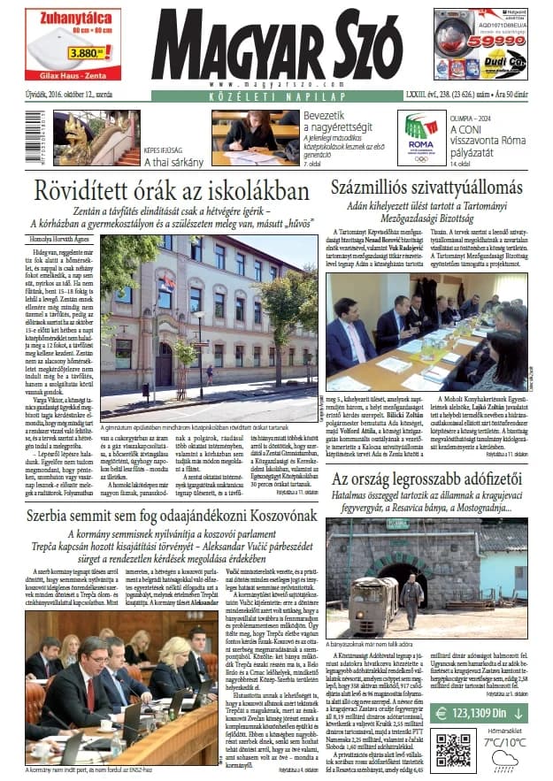 Magyar Szó, 73. évf. 2016. október 12. 238. sz. 1–16. oldal