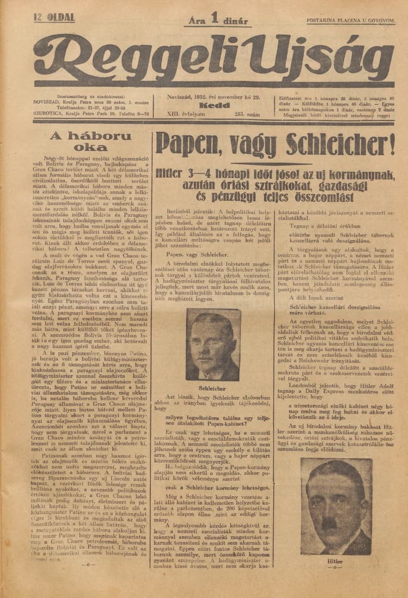 Reggeli Újság, 13. évf. 1932. november 29. 283. sz.