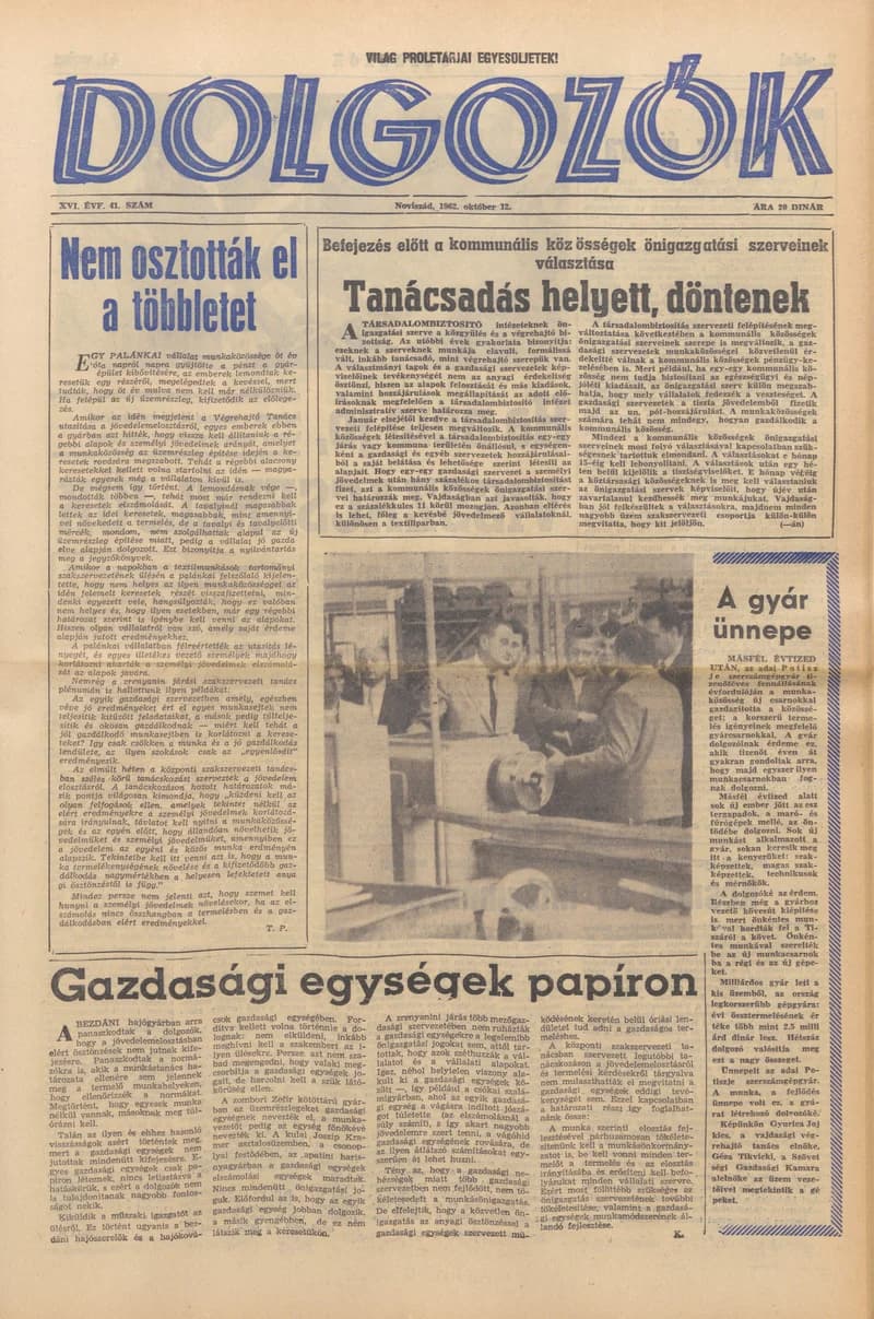 Dolgozók, 16. évf. 1962. október 12. 41. sz.